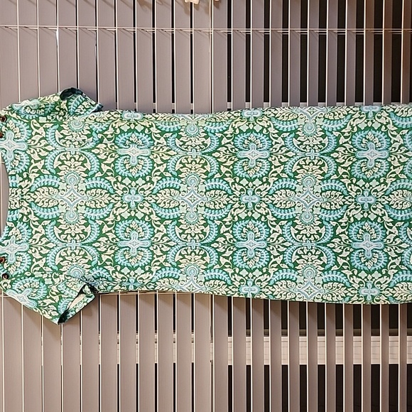 Talbots Effortless Jersey Shift Dress - Royal Medallion Sz Medium - Picture 1 of 7